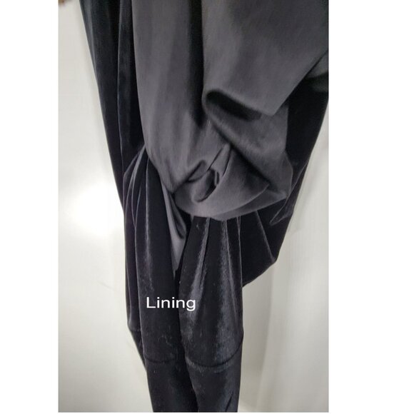 Xscape Beaded Illusion Bodice Velvet Evening Gown, Black & Gold, Womens Size 2 - Picture 9 of 12